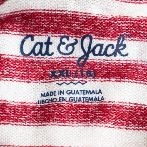 Cat & Jack Girls' Cozy Red & White Stripped Pullover T-Shirt, XXL (18) - Picture 6 of 6