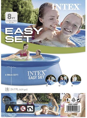 Intex 8ft x 30in Easy Set Inflatable Above Ground Family Swimming Pool (No Pump)