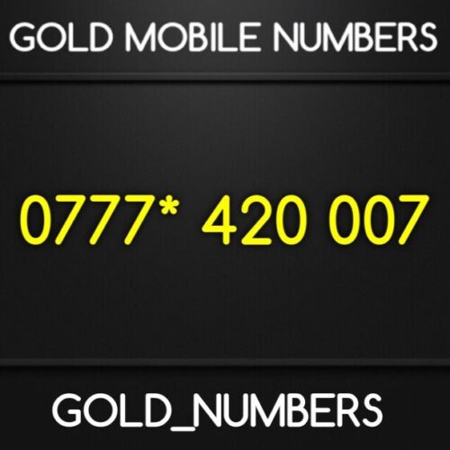 EASY GOLD MOBILE NUMBER 420 007 VIP SPECIAL GOLDEN SIM CARD 0777*420007 - Picture 1 of 1