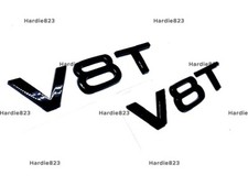 2 X AUDI V8T LETTERING WING SIDE FENDER BADGE EMBLEM FOR AUDI SPORT GLOSS BLACK