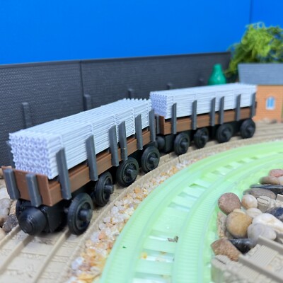 Wooden Railway  Two Flat Freight Train Custom Made For  Thomas  Train Tracks