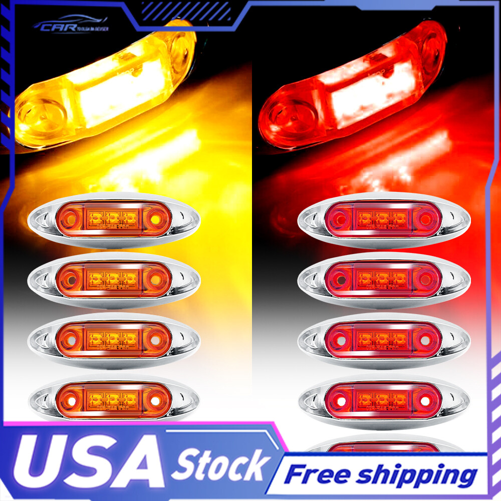 10Pc Waterproof Fender Side LED Marker Lights for F350 Ford F450 F550 Red Amber