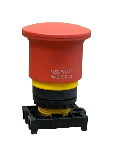 Eaton M22-PVT45P E-Stop, Red Mushroom Button, Maintained, Twist-to-Release