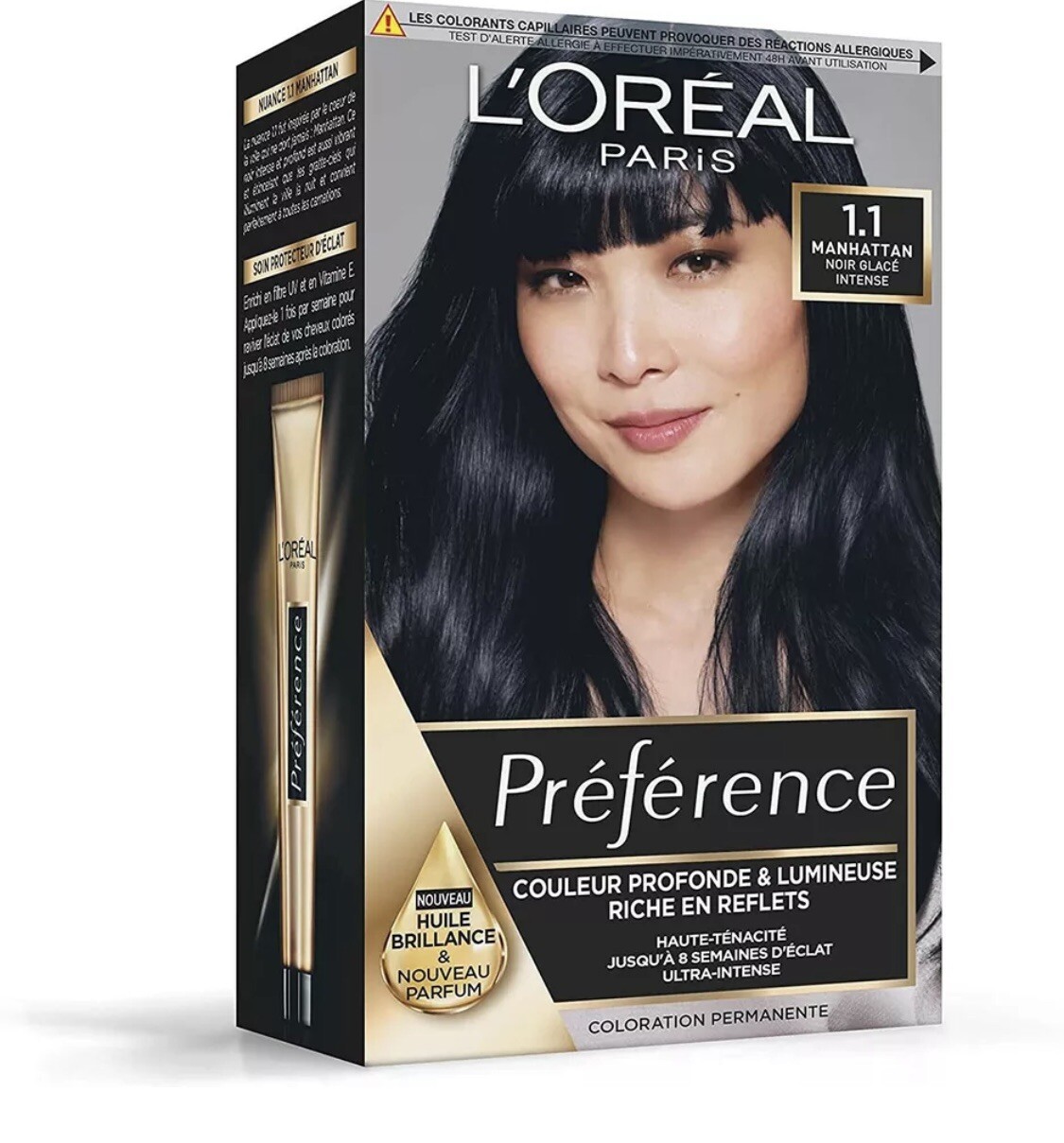Coloration L'Oréal Manhattan noir glacé 1.1 pour cheveux