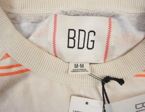 BDG Sweatshirt Mens Medium Beige Crewneck Short Sleeve Striped Urban Outfitters - Picture 6 of 10