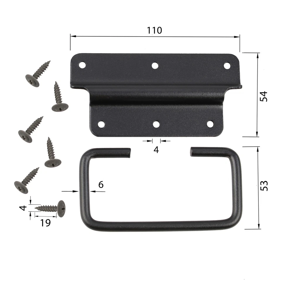 Kistengriff 108x54x2 Schwarz Klappgriffe Einlasskistengriffe Tragegriffe Griff - Bild 4 von 4