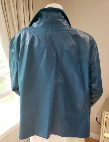 NWT Worth New York 100% Genuine Lambskin Leather Jacket Soft Bluemarine Women XL - Picture 2 of 12