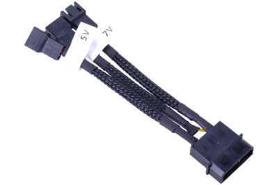 Phobya Adapter 4Pin Molex auf 3Pin 5V/7V/12V 10cm - Schwarz