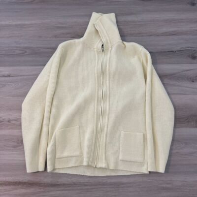 Vintage Dimension by Milford Full Zip Jacket Adult Large Beige Acrylic Pockets