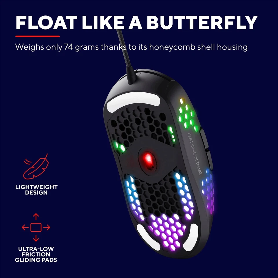 GXT 960 Graphin Leichte RGB Gaming Maus 74 g 200-10.000 DPI Einstellbare Poll... - Bild 2 von 4