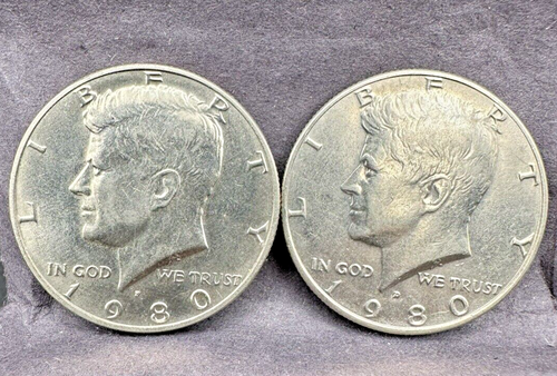 1980 P & D Kennedy Half Dollar Set (2 coins) AVE CIRCULATED - Picture 2 of 5