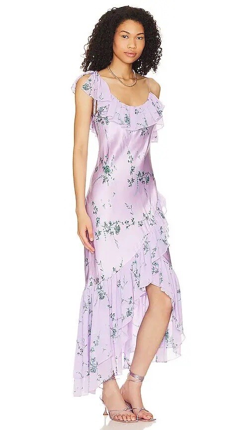 New CINQ  SEPT Kersti Floral Print Asymmetric Silk Dress Purple Lilac Size  4 | eBay