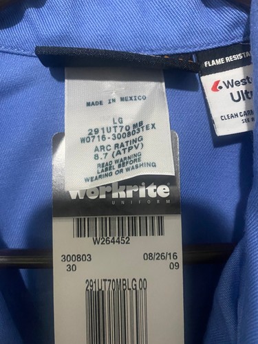 WORKRITE FR (FIRE RATED) WOMENS LARGE LONG SLEEVE BLUE SHIRT NEW - Picture 2 of 7