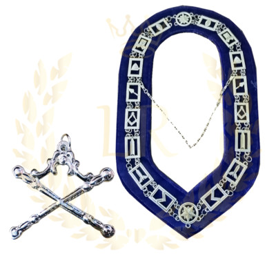 Masonic Regalia Blue Lodge Marshal Chain Collar with Jewel Set