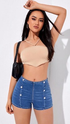 Forever 21 Denim Button Front Sailor Shorts