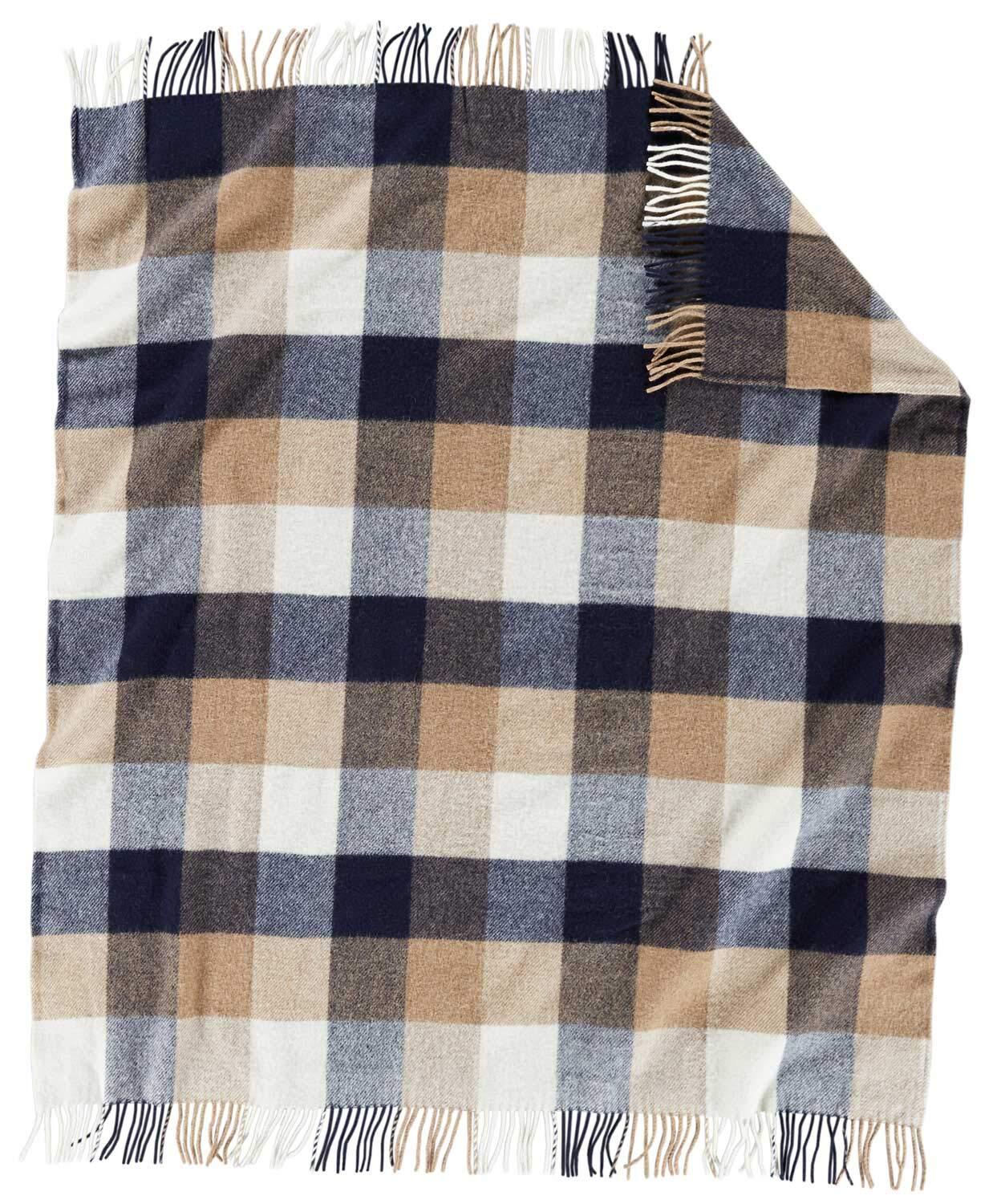 Pendleton 300468 EcoWise Easy Care Throw with Fringe Navy/Camel