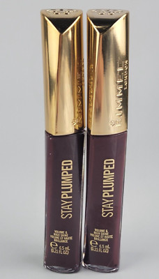 2 PACK RIMMEL STAY PLUMPED VOLUME & HIGH SHINE LIP GLOSS 841 BITTERSWEET PLUM