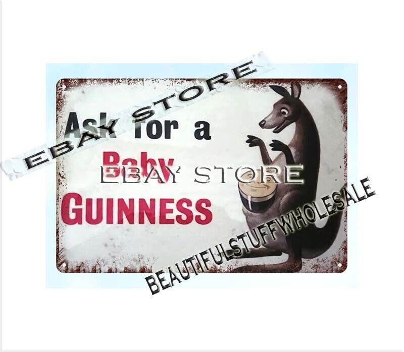 Baby Irish Stout Beer Kangaroo Man Cave Bar Tin Sign for Tavern or Diner