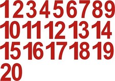 1-20 Numbers Red Sticker Vinyl Decals CHOOSE 1" - 8"  V592 