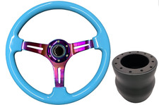 Hellblau Neo Chrom TS Lenkrad + Boss Kit passt f&uuml;r FORD MAVERICK 004