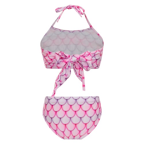 Kids Girl's Vest With Bottoms Set Summer Swim Outfit Fish Scale Print Swimwear - Picture 31 of 69