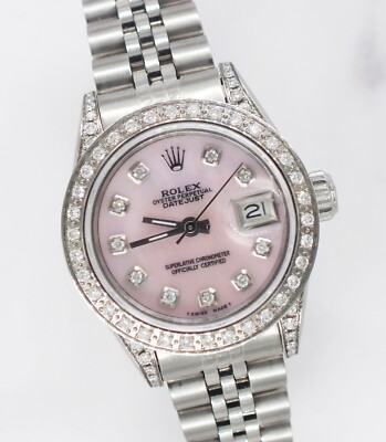 Ladies Rolex Datejust in Steel & White Gold with Diamond Dial, Bezel & Shoulders