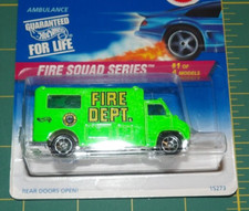 1996 Hot Wheels Fire Squad Series -Ambulance - Green w/ 7SPs - Collector #424