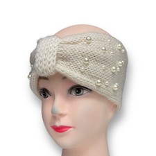 Women's Winter Knitted Headband with Pearl Beads   Ear Warmer Hairband