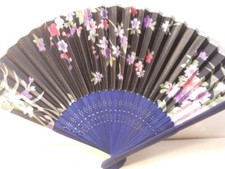 Black w/ Flowers Silk Handheld Hand Fan Folding Fans Asian Hand Fan Fan166