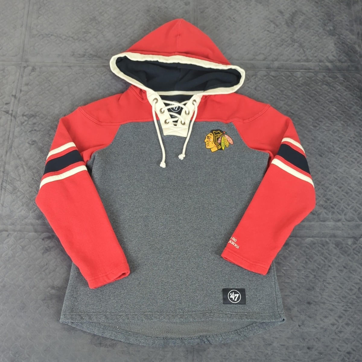 Chicago Blackhawks Hoodie Sweatshirt Lacer 47 Brand Long Sleeve