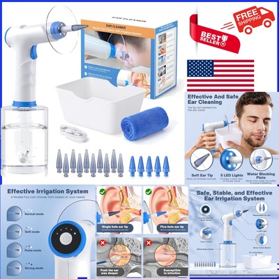 Ergonomic Electric Ear Irrigation System   Includes 15 Tips for Family Use