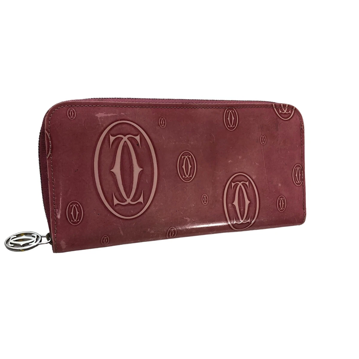 Cartier Pink Patent Calfskin Leather Happy Birthday Long Wallet