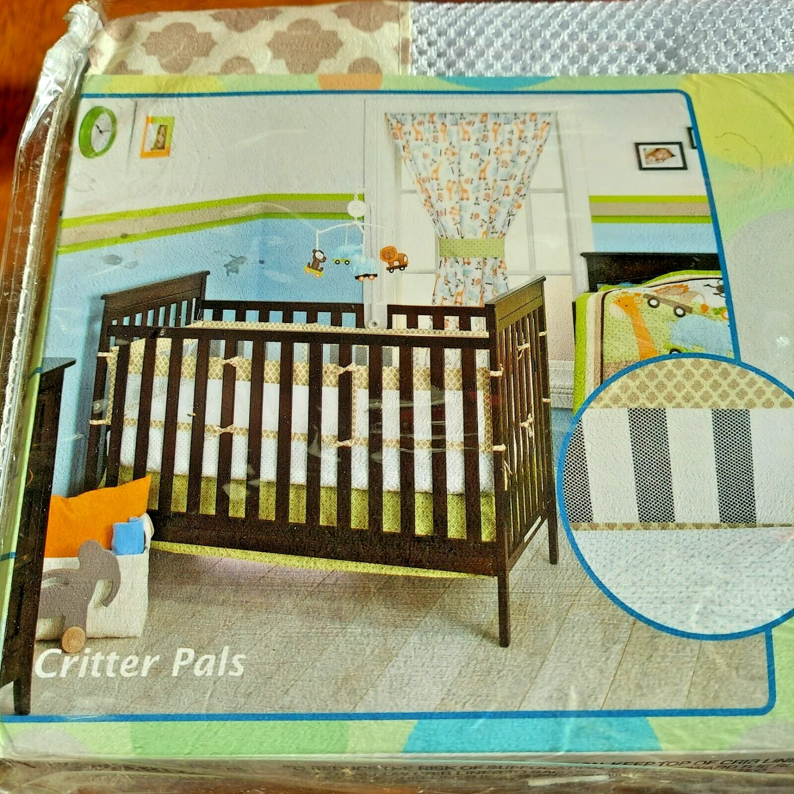 NoJo Little Bedding Critter Pals Secure-Me Crib Liner Baby Safe