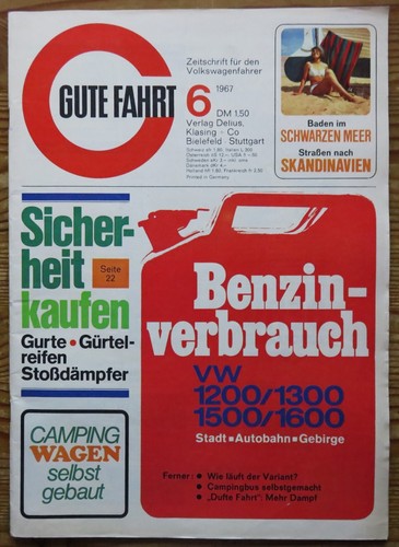 Gute Fahrt 06/67 VW Variant, VW Camping-Bulli, Gurte, Gürtelreifen, Stoßdämpfer