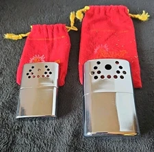 Vintage Lot Of 2 Large & Small Jon-E Aladdin Chrome Hand Warmers Unused.