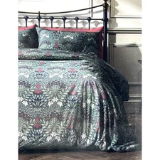 William Morris Garden Blue Russet QUEEN Duvet Cover Set SATEEN Navy Green White