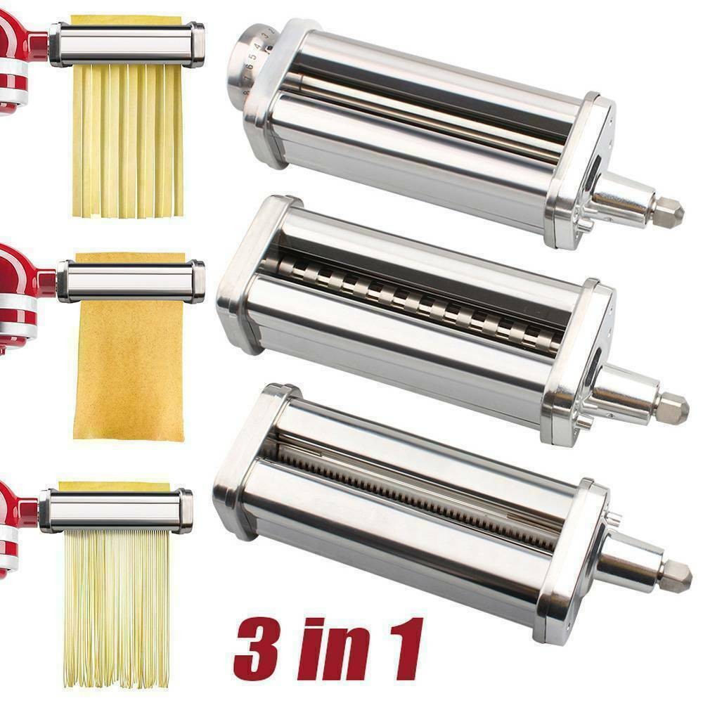 Upgrade Meat Grinder Attachment 3Piece Pasta Roller Cutter for KitchenAid Stand