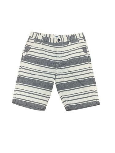 Old Navy Boys Shorts Size 12 Regular White Blue Stripe Adjustable Waist