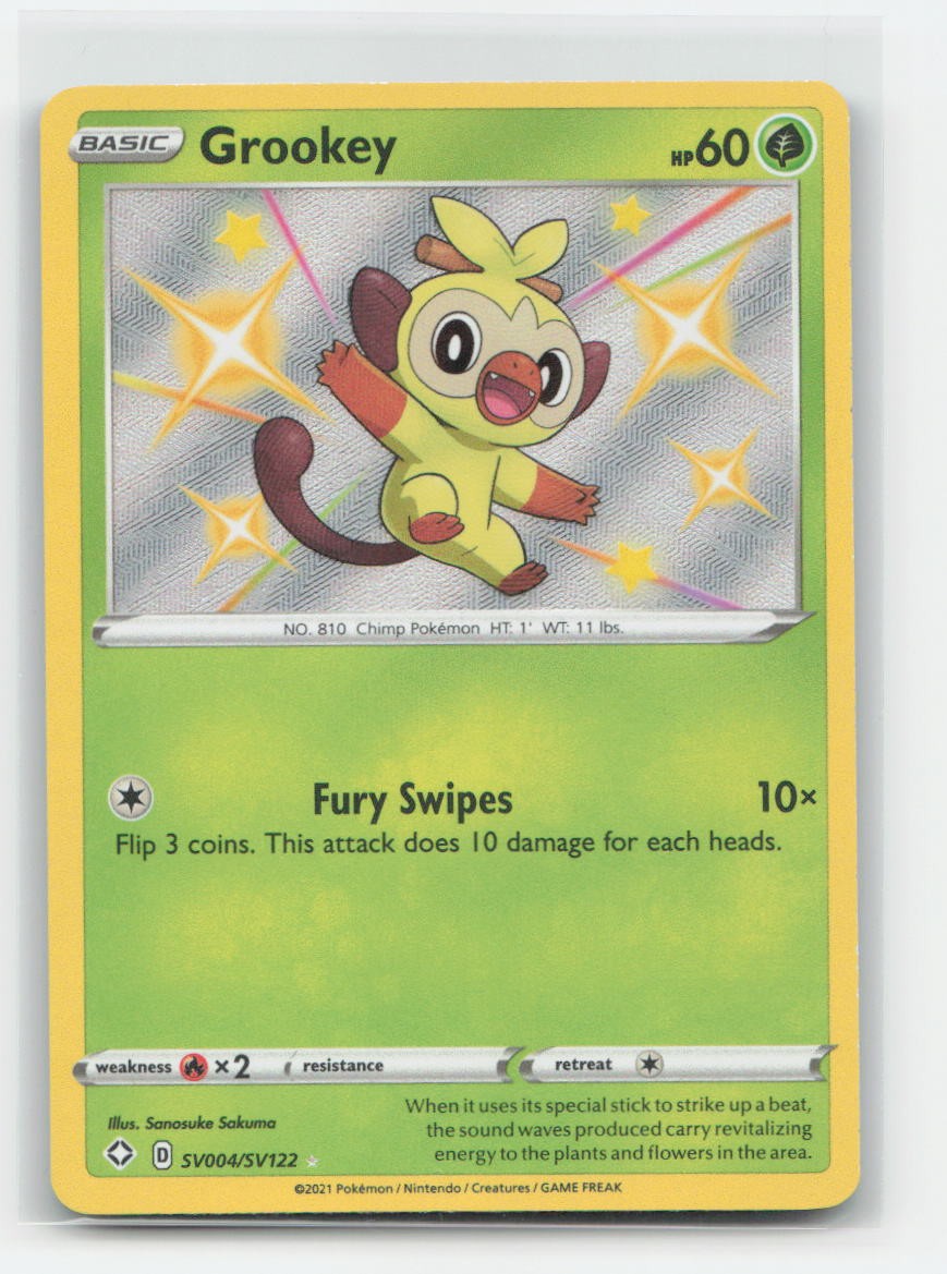 Grookey SV004/SV122 - Shiny Rare SHF - Pokemon Holo NM