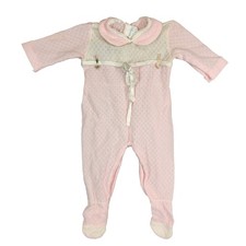 Vintage Dapper Do Baby Girl Sleeper 0-12M Pink Sheer Knit Ribbon Detail USA