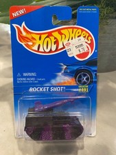 1995 Hot Wheels Blue/White Card #491 ROCKET SHOT Black-Purple w/MW wheels