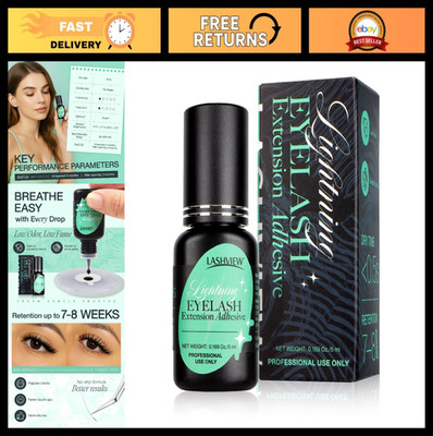 Fast Drying Eyelash Extensions Glue - 0.3 Sec, 6-8 Weeks Retention, Waterproof,