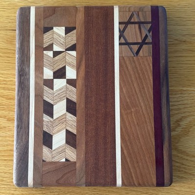 Cutting Board Mixed Hardwoods Star of David Hand Crafted Reversible Judaica