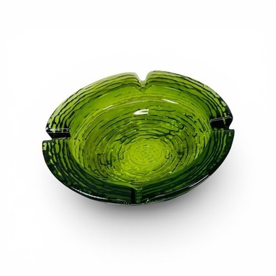 Vtg Avocado Green Mid Century Modern Anchor Hocking Soreno Glass Ashtray 6.25''