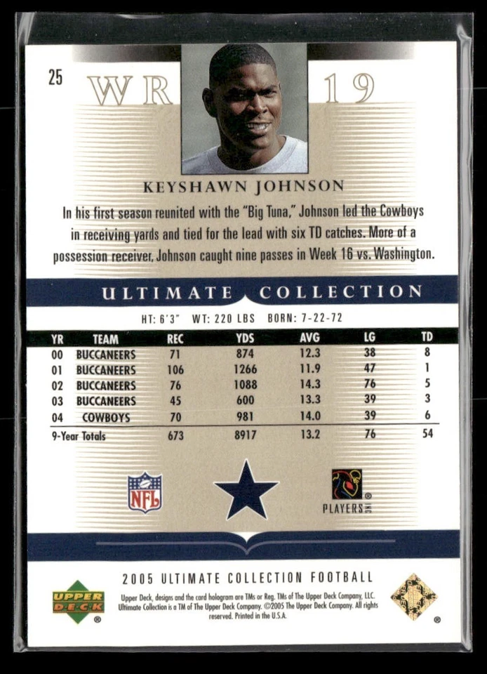 Keyshawn Johnson 2005 Ultimate Collection 436/550 #25 - Image 2 of 2
