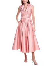Adrianna Papell Lapel Mikado Midi Dress Women's Pink 6