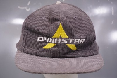 Vintage DYNASTAR SKI Baseball Hat Mens One Size Grey Cotton Corduroy Skiing