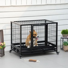 36" Heavy Duty Dog Crate, Indestructible Dog Cage Kennel, Black