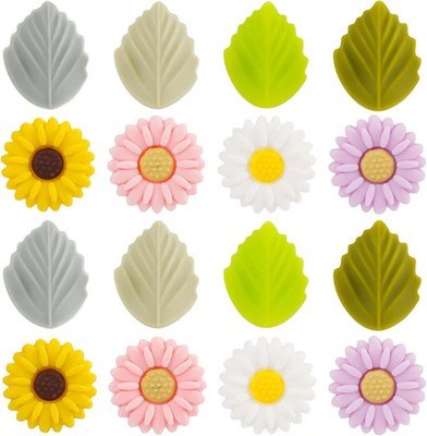16pcs Silicone Knitting Needle Stoppers, Daisy Leaves Knitting Needles Point Pro