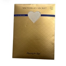 VTG Victoria's Secret Cream Lace Top Thigh Highs - Size M